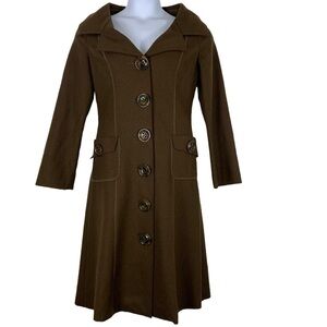 Millard Fillmore coat womens small long brown wool blend